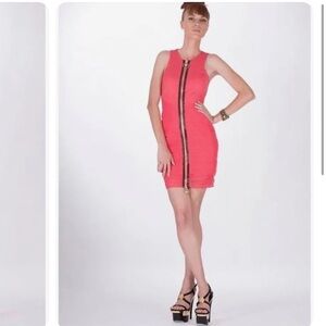 VERSACE CRYSTAL EMBELLISHED PINK RUCHED MINI DRESS